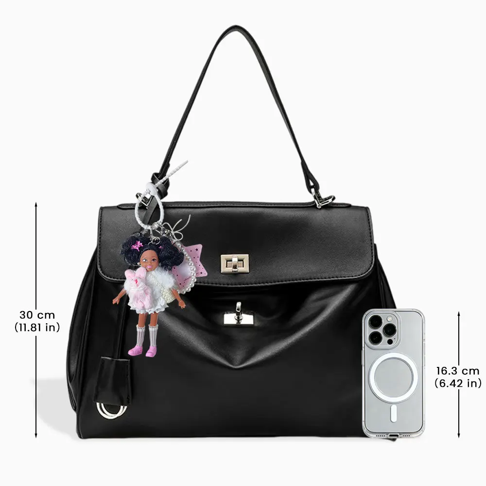 Cute Dopamine Black Doll Keychain Bunny Pendant Aesthetic Unique Bag Charm Bestie Gift for Girls Kpop Star Photocard Holder