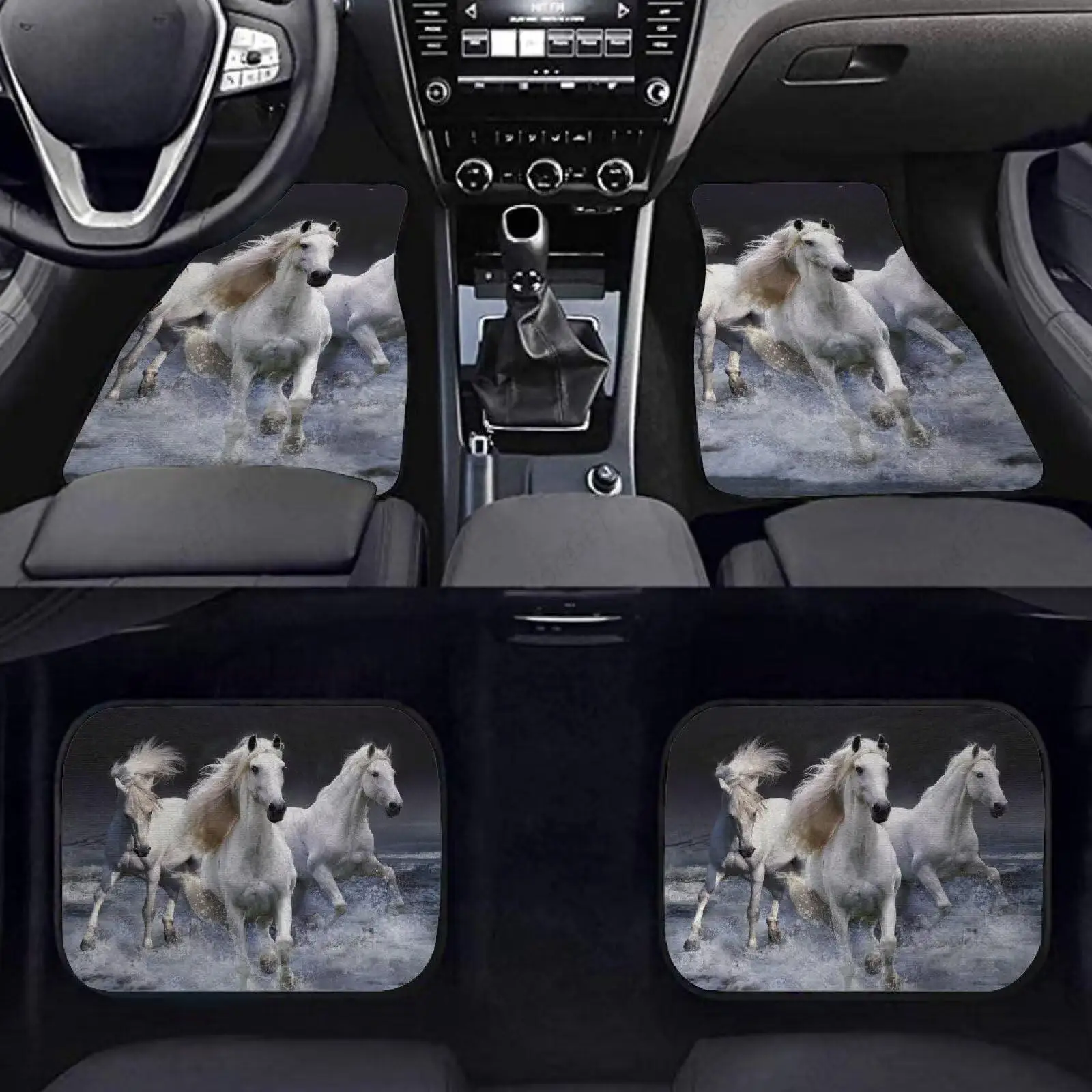

Автомобильные передние и задние коврики White Horse, автомобильные коврики, 4 шт., нескользящие автомобильные коврики для ног, один размер
