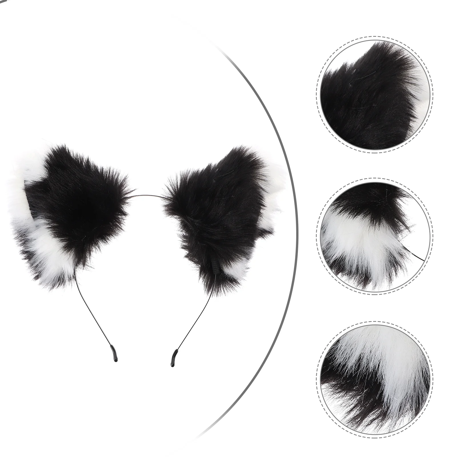 

Cat Fox Ears Headband Headwear Cosplay Headphones White Hair Ring Headdress Simulation Plush Headpiece Child