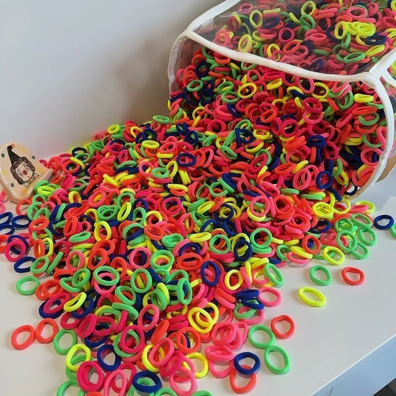 100/300 Stück Haarbänder für Mädchen, buntes Nylon, Scrunchie, Haargummis, Gummiband, Kinder, elastisches Haar, Ligen, Mädchenhaar, Amagi – Detail 1