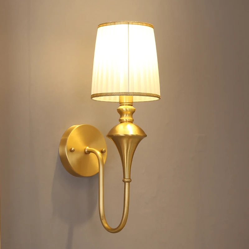 Indoor LED wall light brass cloth wall light bedroom bedside living room light simple background wall decorative lamps