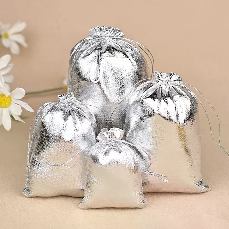 10개/묶음 7x9cm 9x12cm 10x15cm 13x18cm 색상 조절 가능한 보석 포장 가방 파티 캔디 끈 결혼식 선물 가방