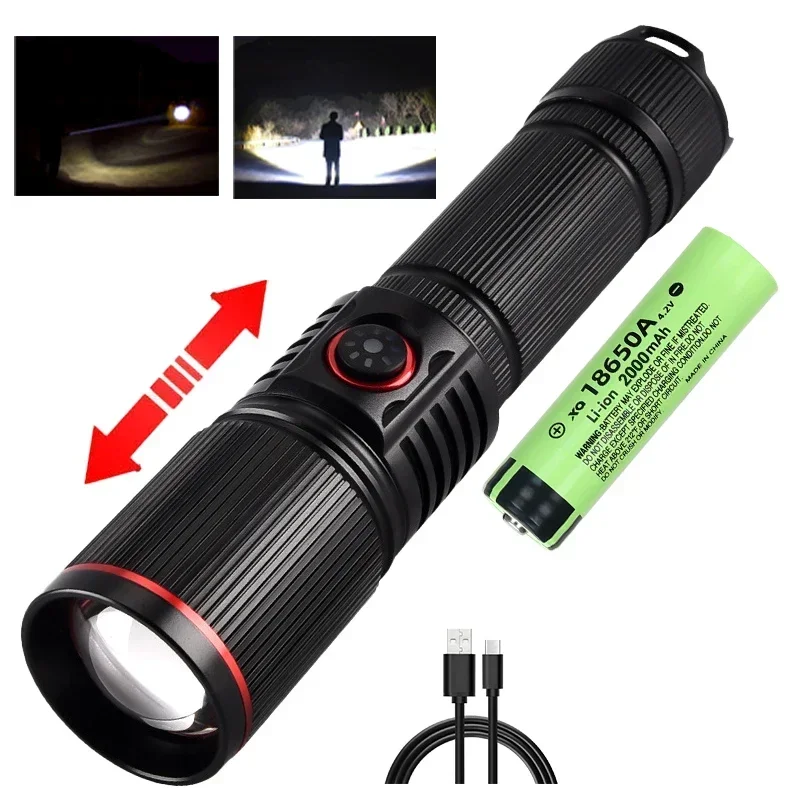 NEWBIRTH 30 W hohe helle LED-Taschenlampe, hohe Leistung, Typ C, wiederaufladbare Zoom-Taschenlampe, Camping, Outdoor, Jagd, Angeln, Wandern, Beleuchtungslampe 5