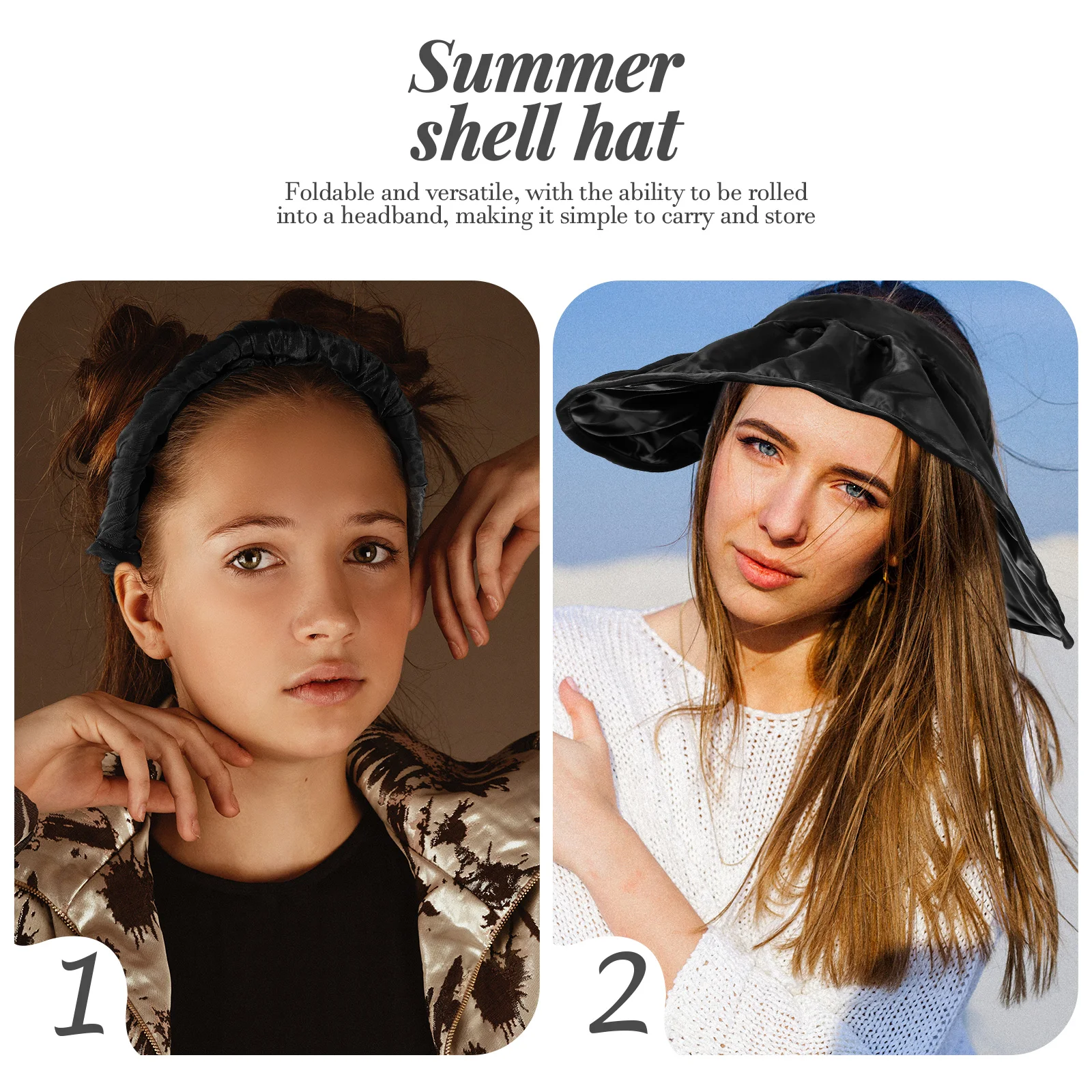 

Beach Hat Card Womens Fashion Versatile Headband Cap Wide-brim Black Women's