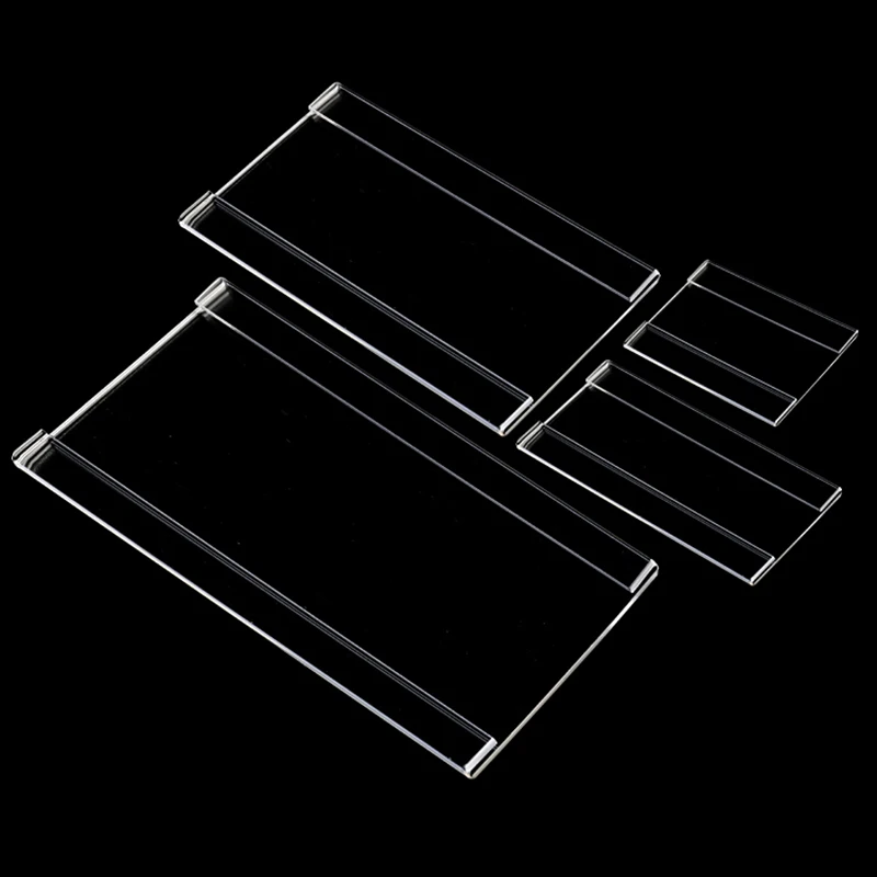 10pcs Clear Acrylic Wall Mount Shelf Sign Holder Price Card Tag Label Counter Top Display Stand With Adhesive Tape Sticker