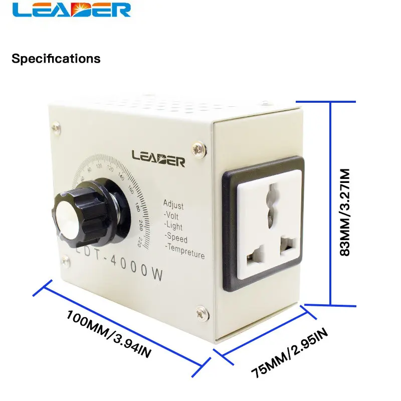 LEADER SCR Dimmer Portable Speed Temperature Light Voltage Adjustable Regulator AC220V 4000W Compact Variable Voltage Controller