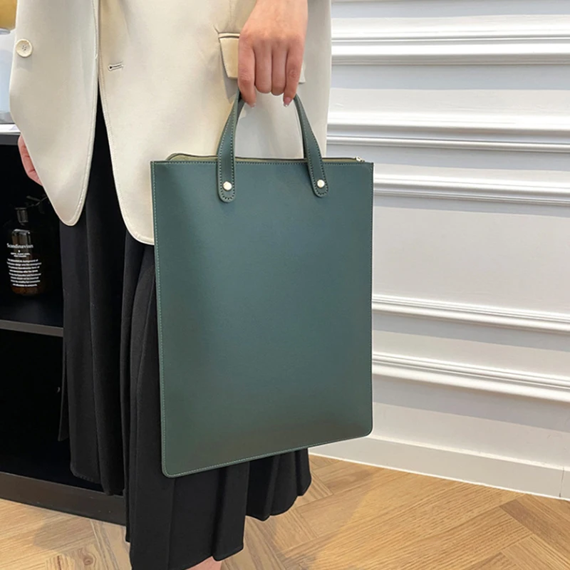 Luxury Design Custom Name Laptop Bag Large Capacity Fashion Woman Casual Tote Bag Business Office PU Leather Commuting Handbag view 5