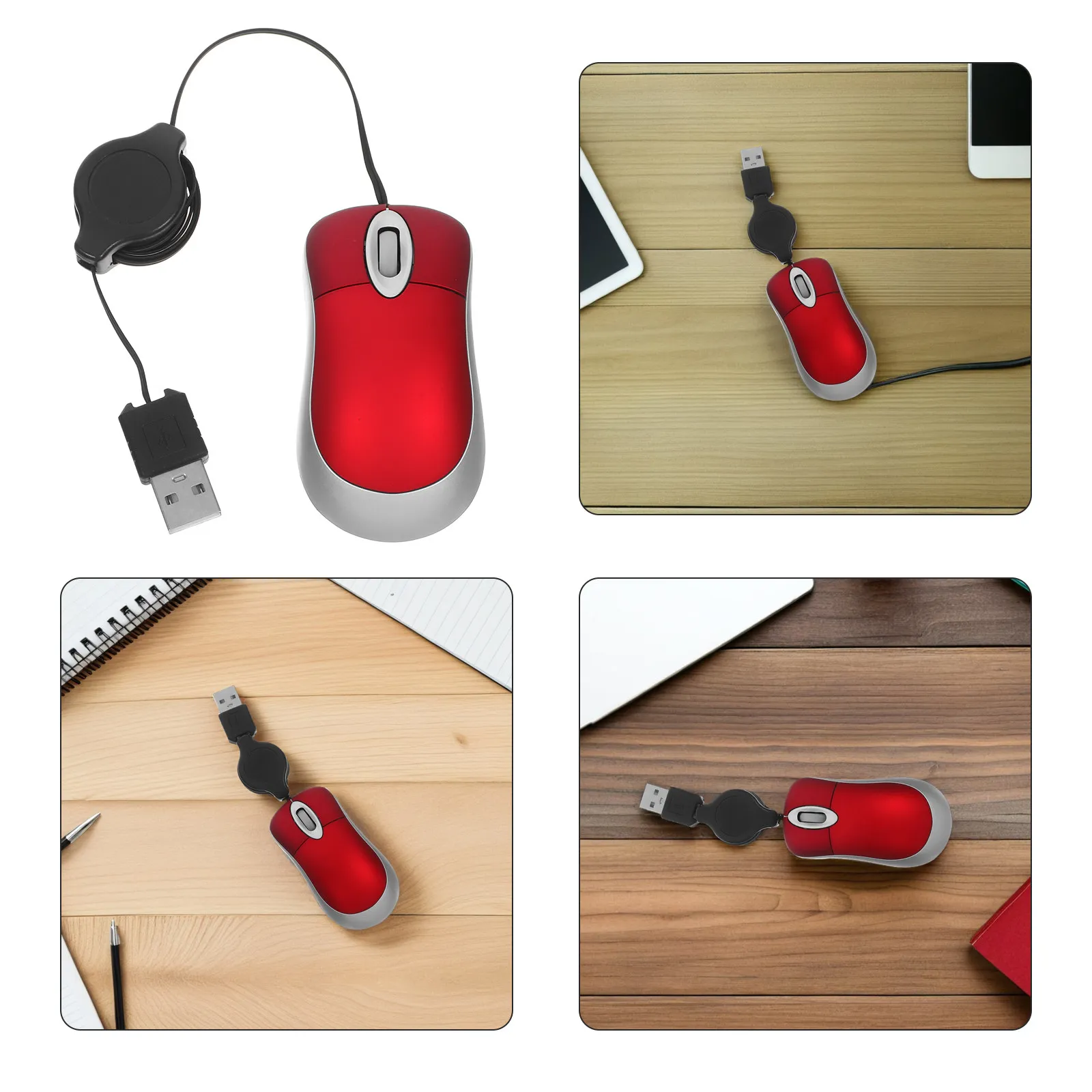 Telescopic USB Mouse Mini Size 1000Dpi Photoelectric Sensor Comfortable Dual- for Notebook Desktop Travel Silent