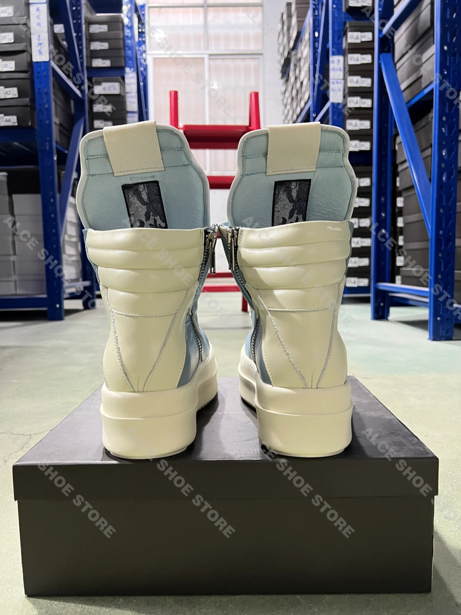 Brand Designer Women Ankle Boot Platform 6cm Casual Italy Girl ricks Geobasket Blue owens Leather Zipper Flat Luxury Street Shoe