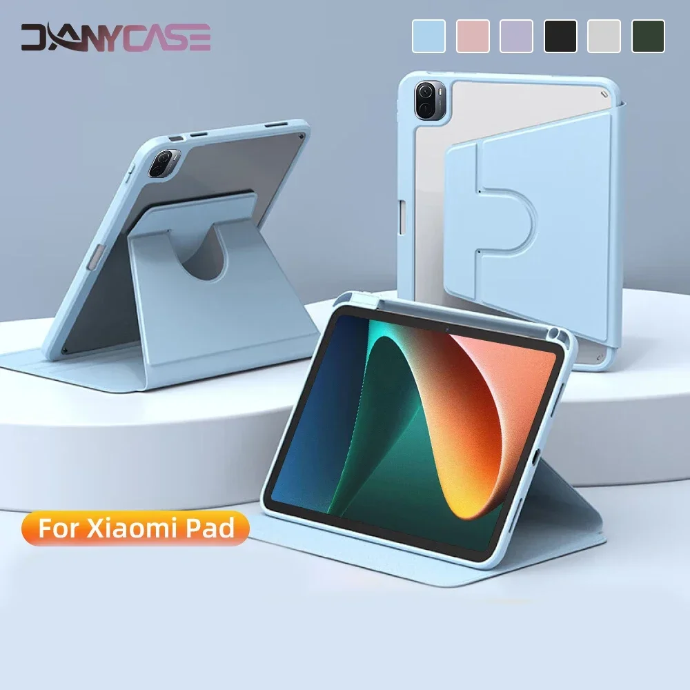 

For Xiaomi Pad 5 6 Pro 11in Case 6s Pro 12.4in Mi Pad 7 7 Pro 11.2in 360° Rotation for Mi Pad 5 6 11in TPU Flip Protective Cover