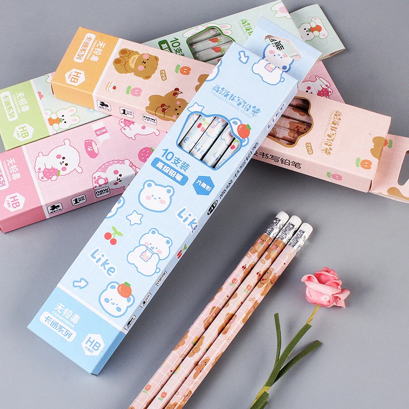 10Pcs Graphit Bleistift Set Kawaii Schreibwaren Bleistifte Für Kinder Schule Schriftlich Zeichnung Kunst Schule Liefert