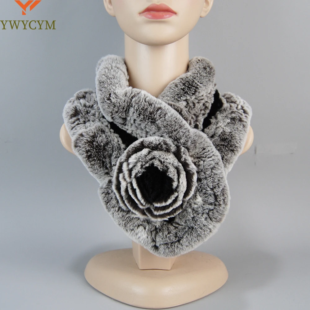 

Women Winter Thicken Real Rex Rabbit Fur Scarf for women Collar Neck Warmer Shrugs Knitted Neckerchief