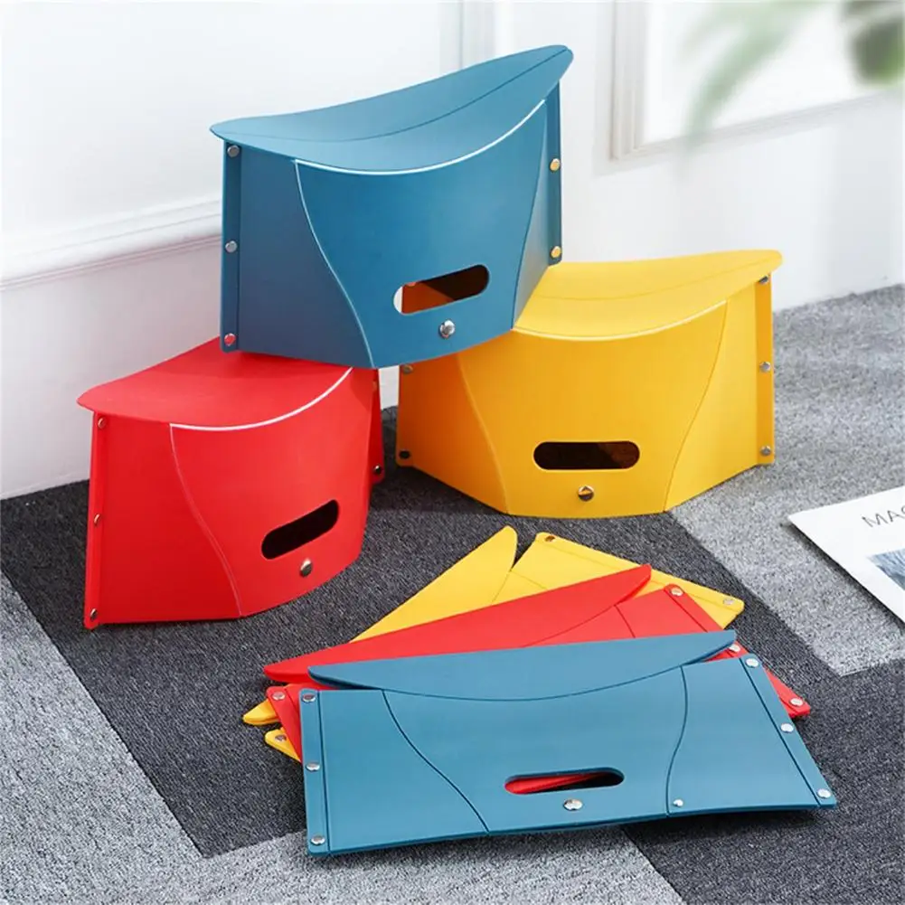 Folding Stool 3 Colors Easily Operated Compact Telescoping Stool Bright-colored Space-saving Telescoping Stool for Indoor