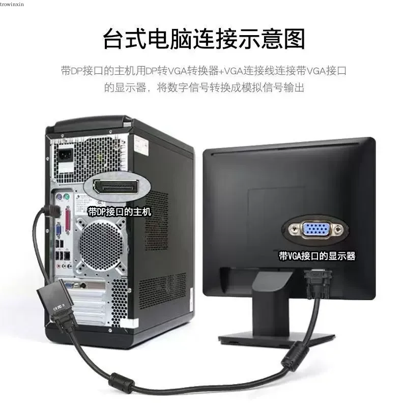 for DP to VGA Master Converter Graphics Card DisplayPort to VGA Interface Display Adapter