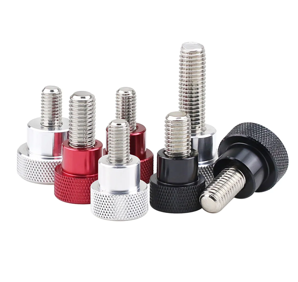 

1Pcs M6 (D25*20 )Aluminium Alloy Stainless Knurled Thumb Screw Hand Grip Knob Step Bolt Screws Red Black White