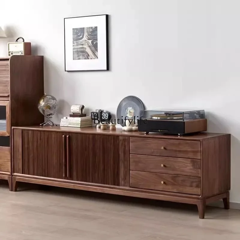 

3North American black walnut TV cabinet medieval all solid wood storage locker