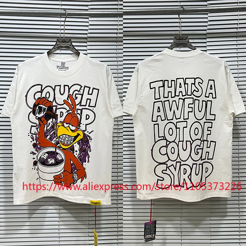 2026SS THAT'S A AWFUL LOT OF COUGH SYRUP Men's T-Shirt Retro Cartoon Bird Graphic Casual Short Sleeve Tee Quick Delivery