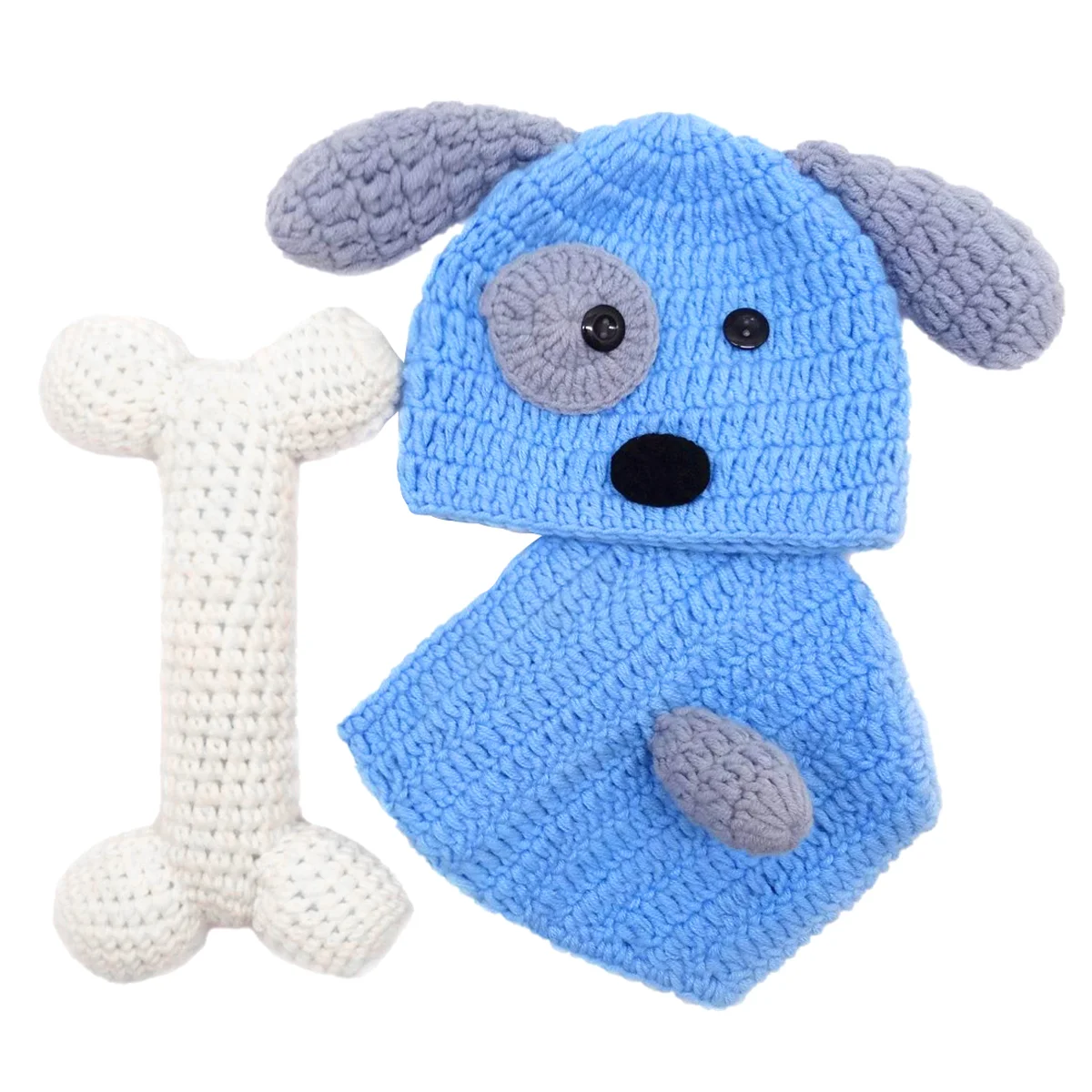 3 Pcs 3-piece Baby Dog ​​clothing Set Clothes Newborn Hand-knitted Knitting Hat Puppy Kids Photo Props Shaped Weave