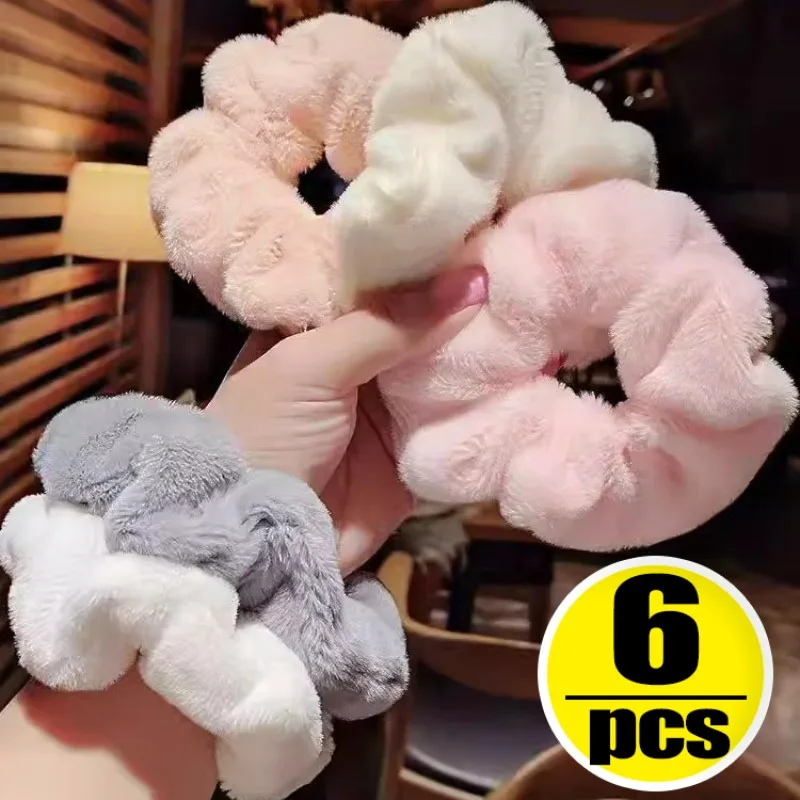 Autunno inverno peluche cravatta per capelli anello elastico per capelli carino elastico corda per la testa dell\'intestino crasso copricapo solido