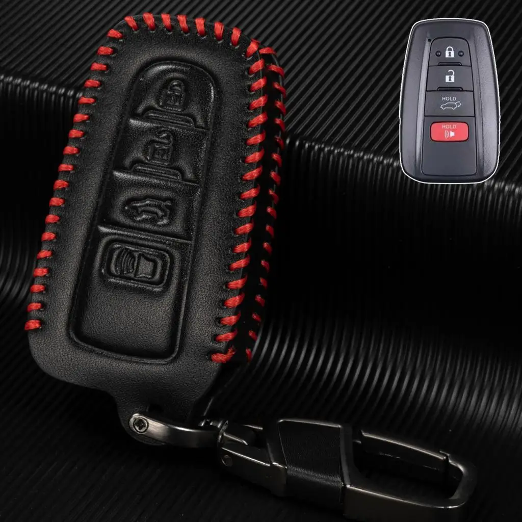 PU Leather Remote Key Chain Ring Case Cover Shell Protect For Toyota CHR Camry Corolla RAV4 Highlander Prius Land Cruiser Prado