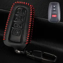 PU Leather Remote Key Chain Ring Case Cover Shell Protect For Toyota CHR Camry Corolla RAV4 Highlander Prius Land Cruiser Prado
