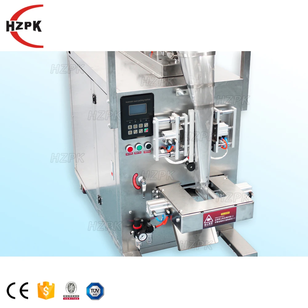 HZPK Full Automatic Cosmetic Sample Sachet Pouch Tomato Paste Soy Sauce Packing Packaging Machine 50ml