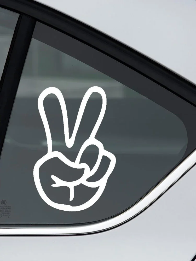 Personality Car Stickers Peace Sign Hand Motorcycle Decorative Accessories Waterproof and Sunscreen Vinyl Decal,15CM*10CM