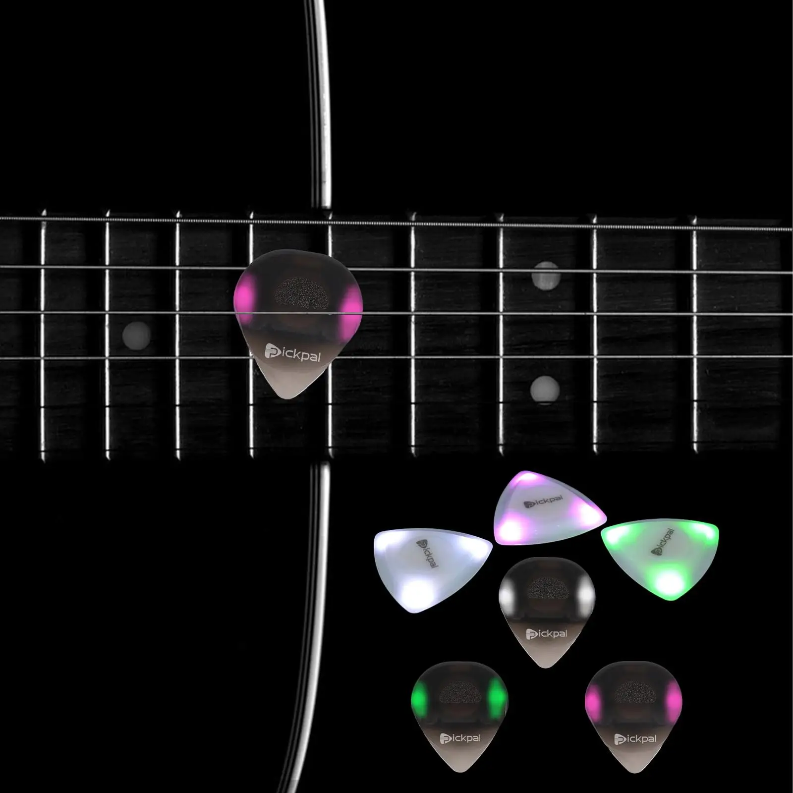 

6x Light up Guitar Picks Colourful Rounded Edges Design for Enhanced Stage Performance Acoustic Guitar Picks Guitar Thumb Picks