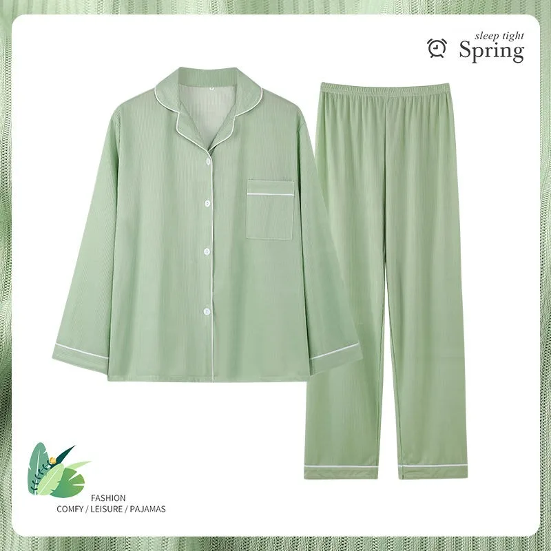 Girls 2-piece Minimalist Pajamas 2024 Spring Autumn New Cartoon Home Wear Long Sleeve Pants Women Japanese Casual Loungewear Set