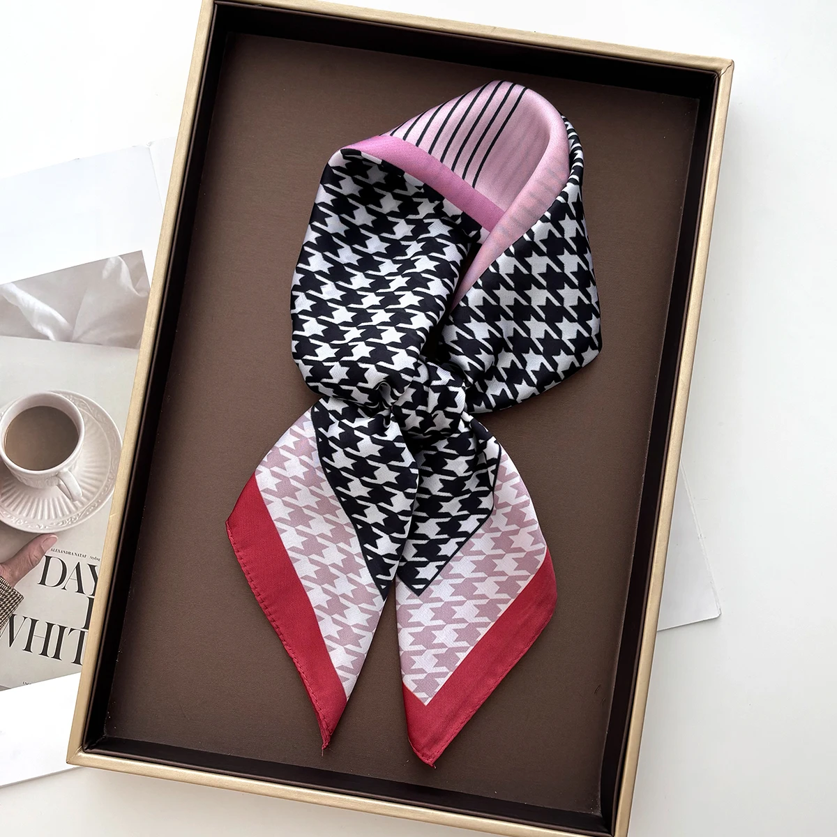 New Printed Square Scarf For Women Soft Satin Imitation Silk Scarves Bandanas Luxury Hijab Neckerchief Elegant Shawl Wraps view 4