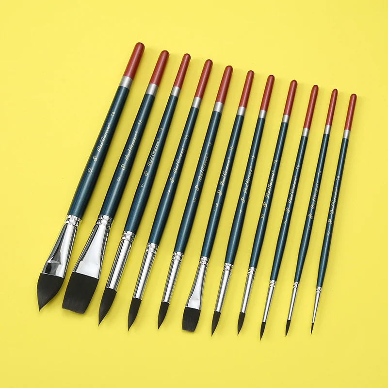 Flat, Round Pointed, Cat Tongue Mixed Hair Set Gouache Watercolor Acrylic Oil Paintbrush for Beginner Art Students