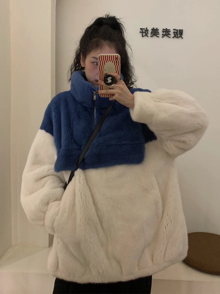 Pullover Faux Rabbit Hair Sweater Women Plush Thickened Oversize Pullover Coat Winter Top Fashion Kawaii Female Sweet Girls