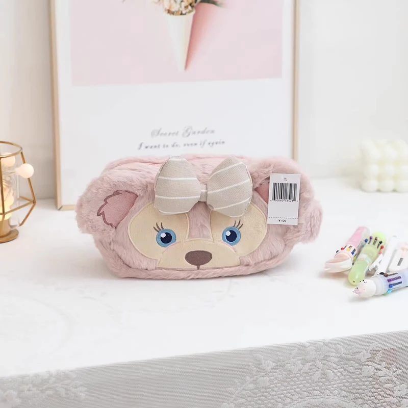 Disney Plush Cosmetics Bag Shelliemay Disney Bear Duffy Kawaii Cartoon Student Pencil Case Cosmetics Storage Bag Toys Girls