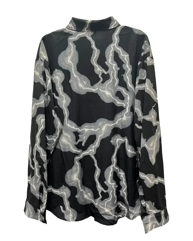 Mode Heren 3d Paarse Bliksemprint Heren Casual Shirt Met Lange Mouwen, Heren Lente Zomer Herfst, Heren Tops S-6XL
