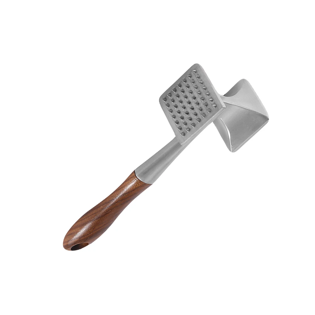 

Multifunctional Meat Hammer Tenderizer Kitchen Tool Dual Sided Mallet Large Surface Zinc Alloy Wooden Pounder Mallet