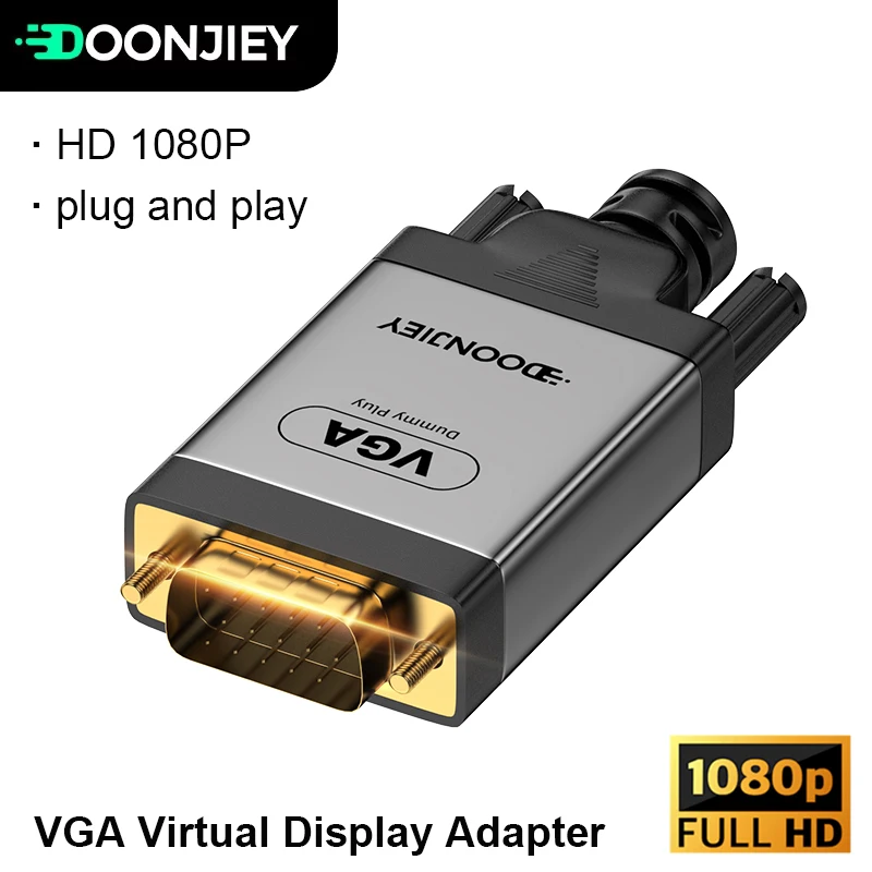 

Виртуальный VGA-адаптер DOONJIEY 1920x1080@60Hz, эмулятор безмониторного дисплея, Plug and Play, VGA-имитатор для монитора