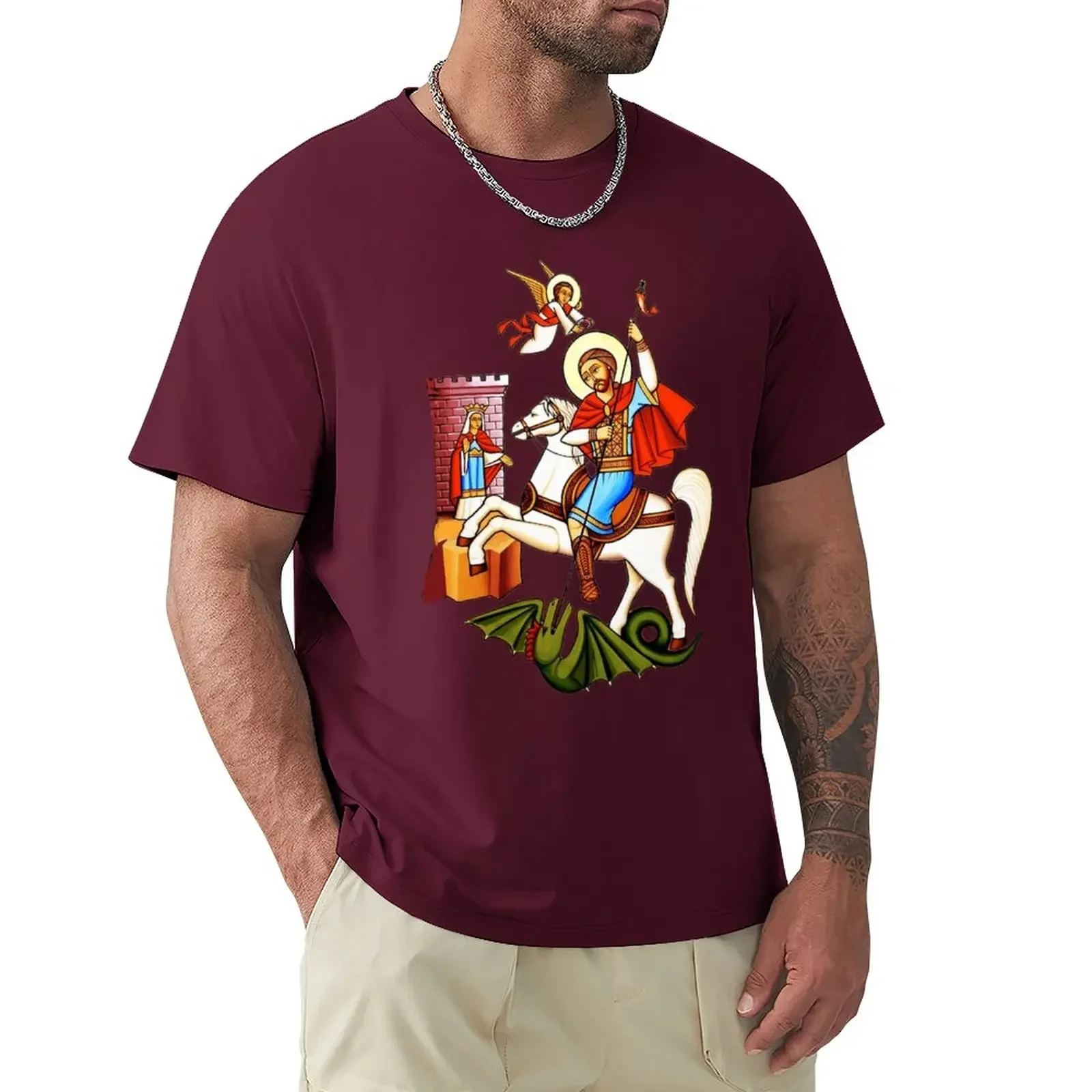 Coptic art, Saint George the martyr. Egypt Coptic Church. T-Shirt aesthetic clothes sweat customs mens big and tall t shirts