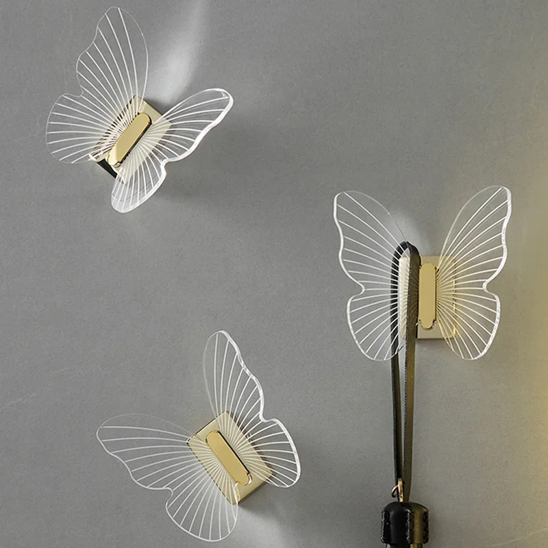 Transparent Acrylic Towel Hook Gold Butterfly Shape Wall Mounted Clothes Hooks Decorative Bathroom Robe Hook Hangers Keys Racks