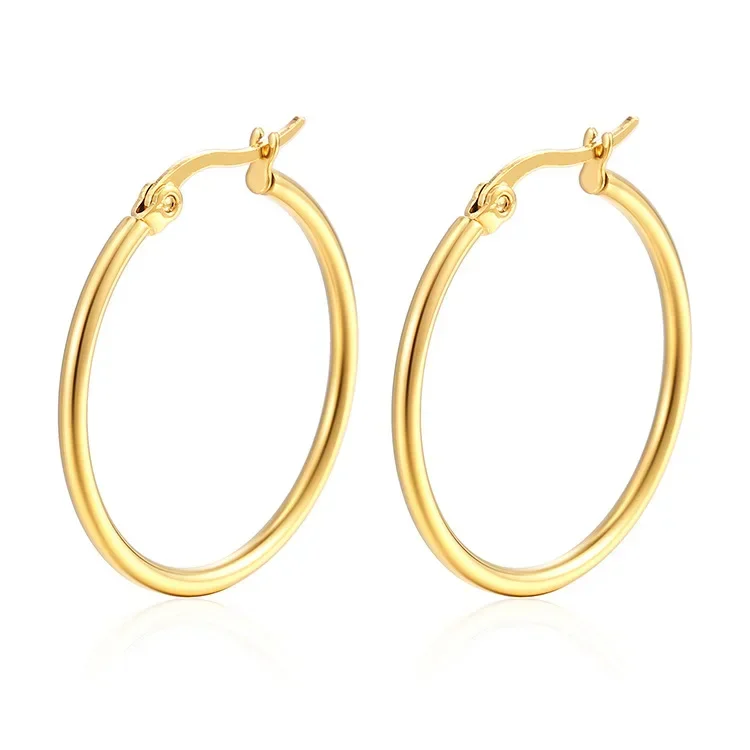 Men‘s Hoops Stainless Steel Round Circle Earrings for Women Man Gold Silver Color Not Fade Ear Rings Male Jewelry