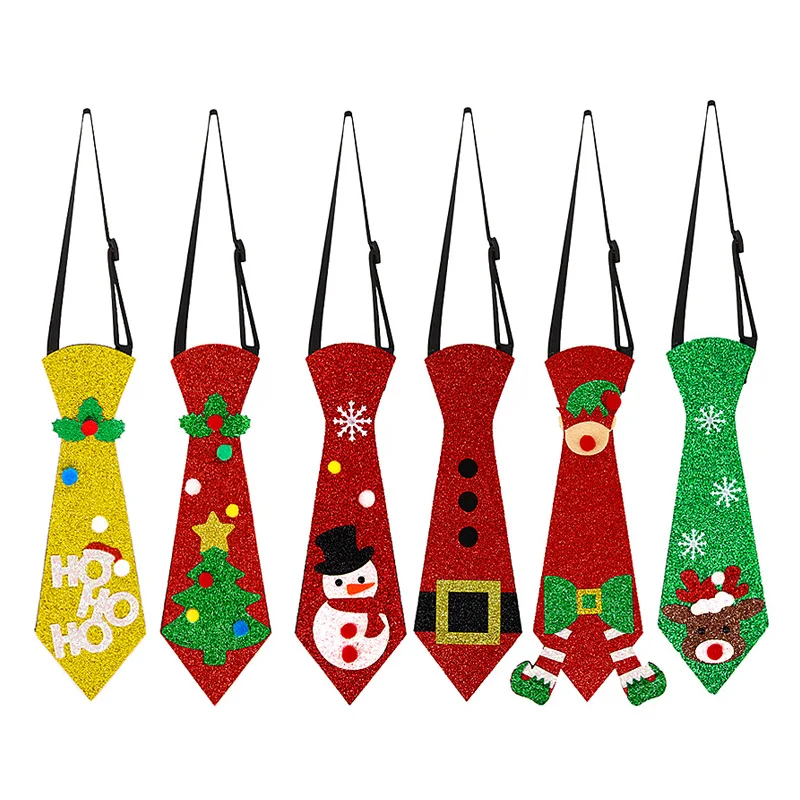 

Christmas Santa Claus Snowman Pattern Tie Xmas Tree Felt Tie Merry Christmas Gifts For Kids Costume Accessories Happy New Year