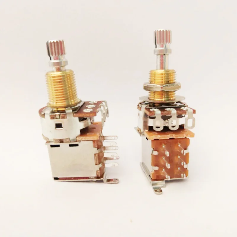 1Pcs Gitaar Push/Push Potentiometer A250K/B250K/A500K/B500K Messing Korte Lange Split Shaft Nieuwe versie Geen Trek Meer