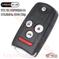 KEYECU 4 Buttons 313.8MHz ID46 Chip for Acura MDX RDX 2007 2008 2009 2010 2011 2012 2013 Auto Flip Remote Key Fob N5F0602A1A