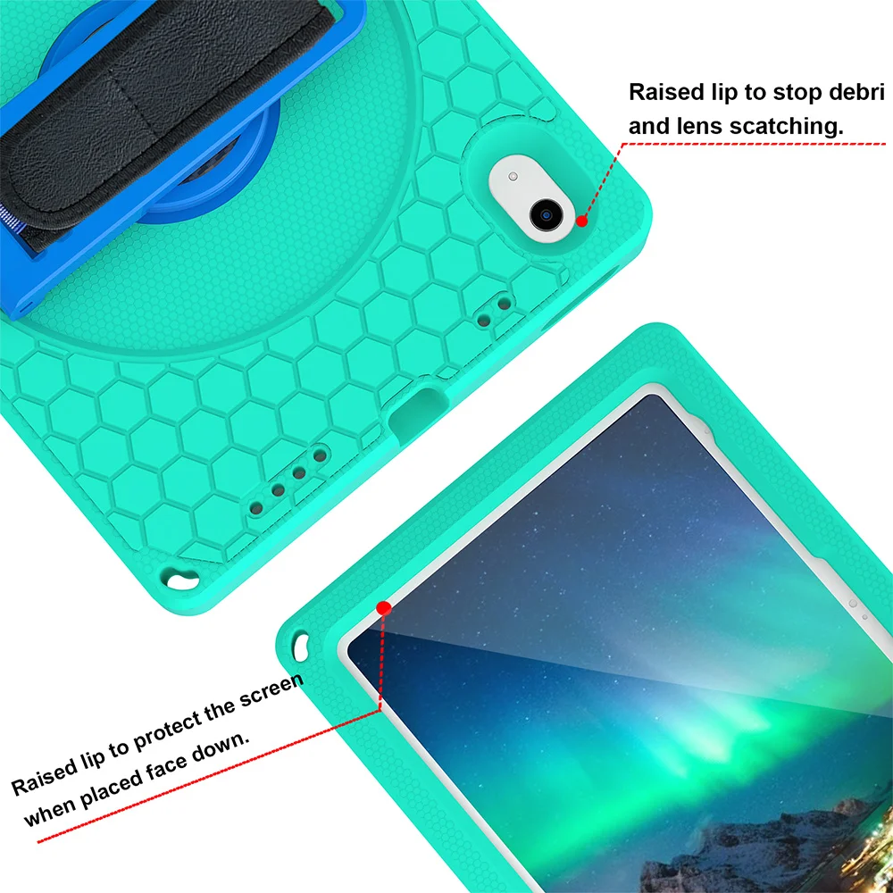 Full Silicone Kids Tablet Case For Apple iPad Air 11 2024 2025 10th 11th Gen Pro 11 10.5 360°Rotating Kickstand Hand Strap Cover
