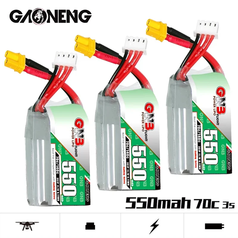 GAONENG GNB 3S 11.1V 550mAh Lipo Battery With XT30 For Torrent 110 FPV Racing Drone RC Quadcopter Parts 11.1V 70C/140C Battery