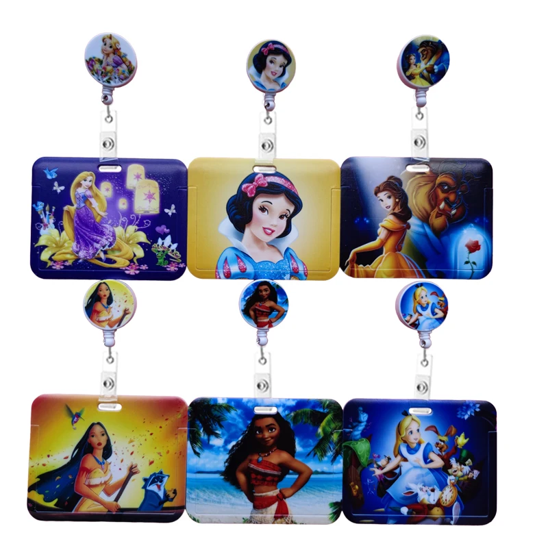 

Disney Princess Retractable Buckle Clip Card Holder Horizontal Business Badge Reel Clip Cardholder Doctor Nurse Hang credencial