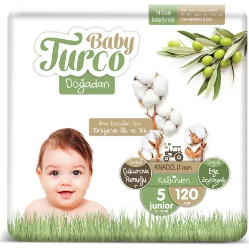 Baby Turco From Nature Baby Diapers 5 Number Junior 120'li