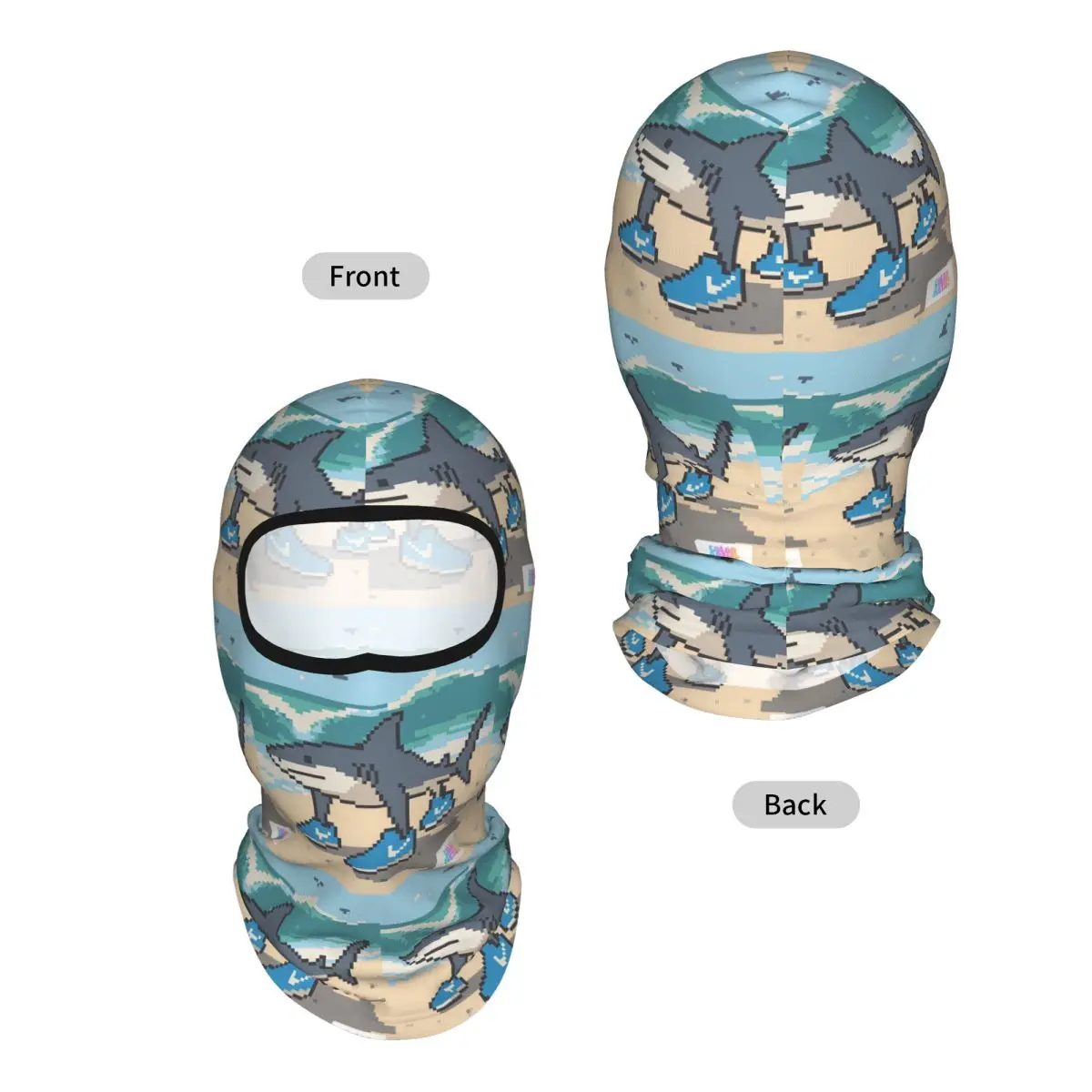 Tralalero Tralala Funny Shark Meme Italian Brainrot Breathable Thin Balaclava Full Face Mask Sun Protection Neck Gaiter - view 2