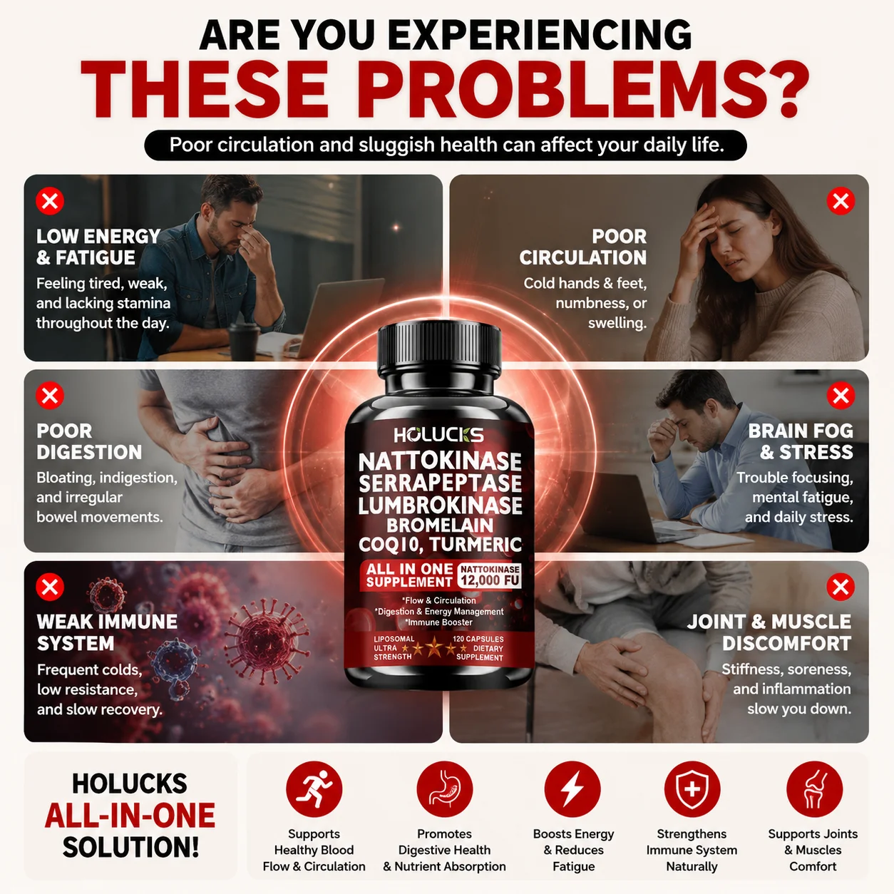 Nattokinase Supplement, Supports Healthy Blood Flow & Vascular Function, Maintain Heart Health, Antioxidant, Digestive Aid