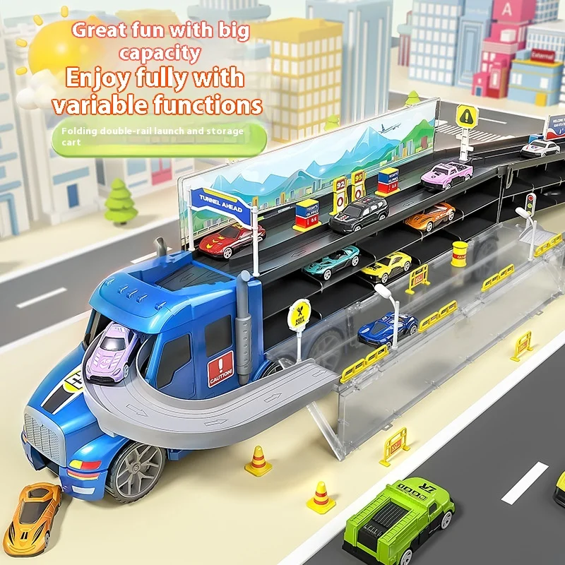 

Детский большой складной контейнерный грузовик, трансформируемый большой грузовик для хранения, двухдорожечный автомобиль из сплава, развивающая игрушка