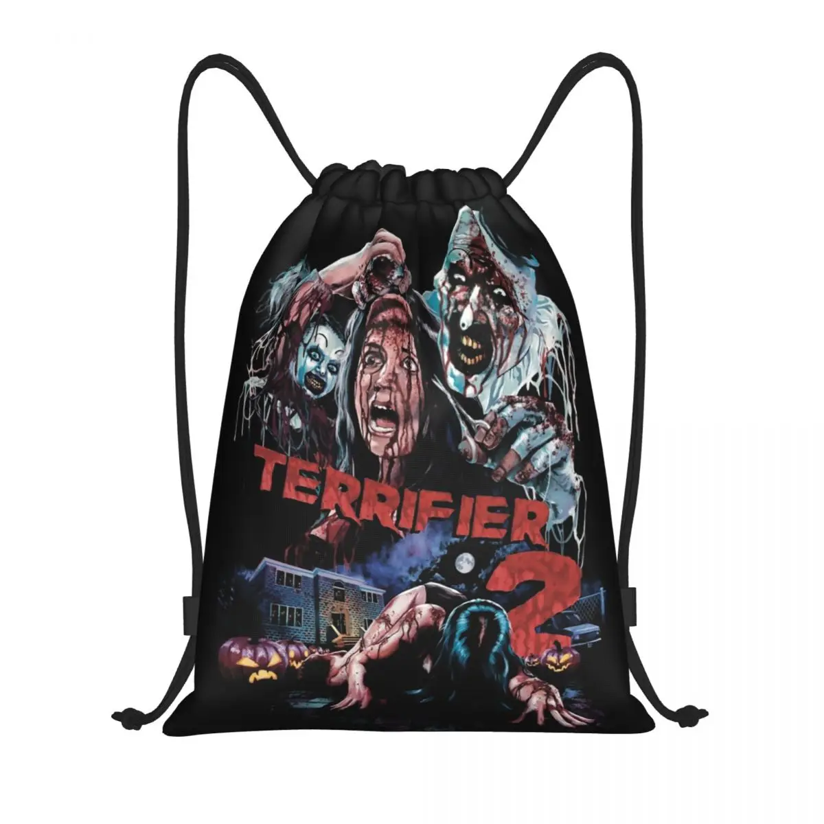 

Custom Terrifiers Halloween Horror Movie Drawstring Bags Men Women Lightweight Sports Gym Storage Backpack